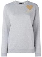 Love Moschino Sequined Logo Sweatshirt, Women's, Size: 42, Grey, Cotton