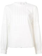 Tibi - Pleated Trim Blouse - Women - Cotton - 4, White, Cotton