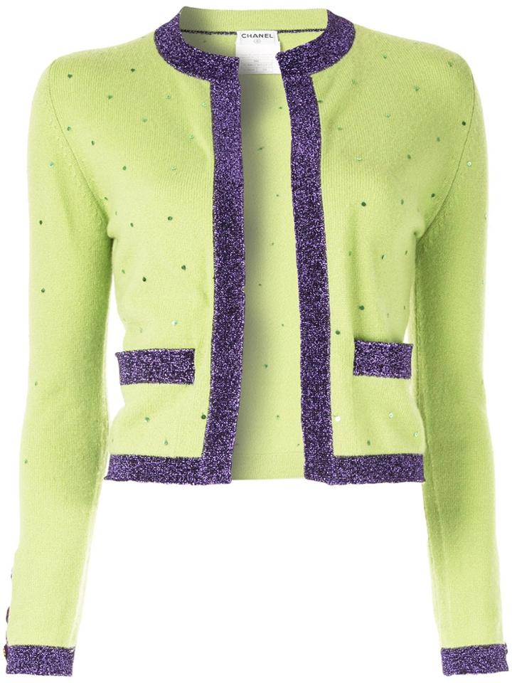 Chanel Vintage Chanel Long Sleeve Cardigan - Green