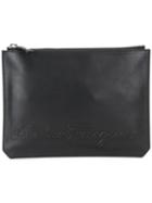 Kentucky Logo Clutch Bag, Men's, Black, Calf Leather, Salvatore Ferragamo