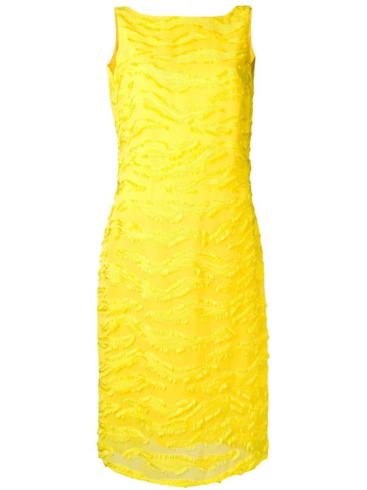 Versace Vintage 1990's Textured Fitted Dress - Yellow