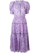 Ulla Johnson Floral Flared Midi Dress - Purple