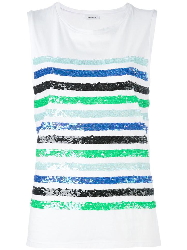 P.a.r.o.s.h. - Striped Vest Top - Women - Cotton/pvc - S, White, Cotton/pvc