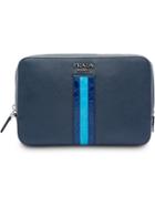 Prada Saffiano Leather Clutch Bag - Blue