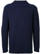 Andersen-andersen High Neck Knitted Sweater, Men's, Size: Large, Blue, Cotton