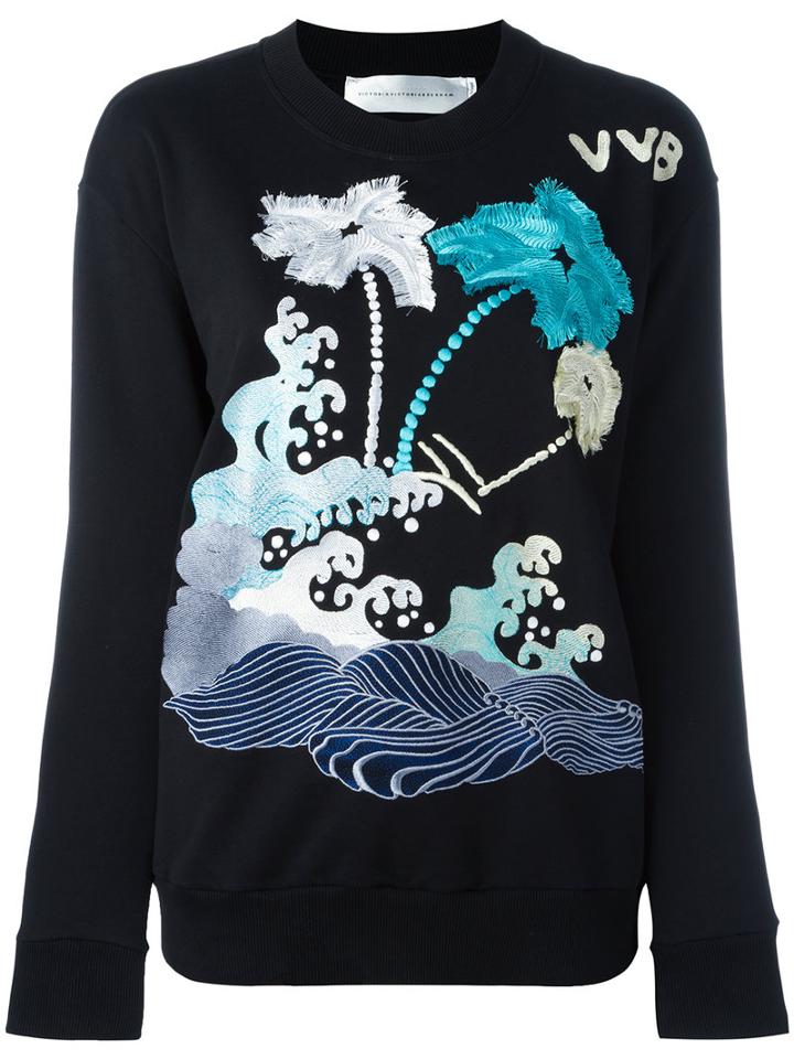 Victoria Victoria Beckham Printed Sweatshirt, Women's, Size: Xs, Black, Cotton