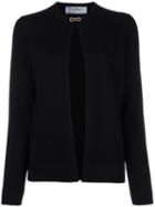 Salvatore Ferragamo Buckle Up Cardigan, Women's, Size: Medium, Black, Virgin Wool/silk