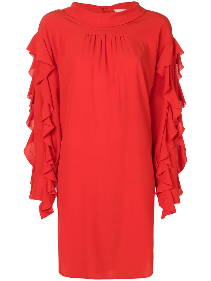 Erika Cavallini Frill Detail Back Button Dress - Red