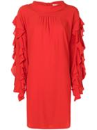 Erika Cavallini Frill Detail Back Button Dress - Red