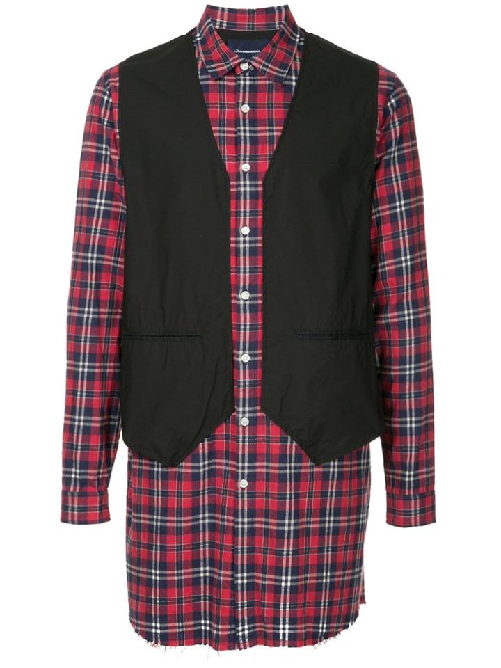 Johnundercover Checked Waistcoat Shirt - Multicolour