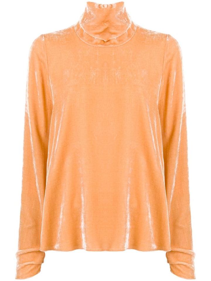 Forte Forte Turtleneck Velvet Blouse - Yellow