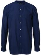 Attachment - Mandarin Neck Shirt - Men - Cotton/linen/flax - 2, Blue, Cotton/linen/flax