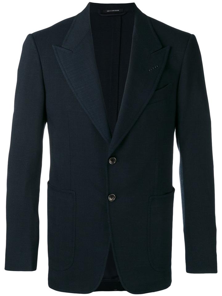 Tom Ford - Two Button Blazer - Men - Silk/cupro/viscose/polyethylene Terephthalate (pet) - 50, Blue, Silk/cupro/viscose/polyethylene Terephthalate (pet)