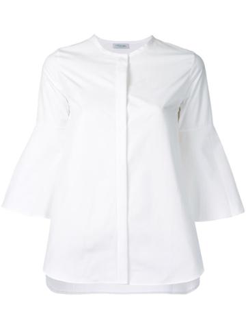 Strasburgo Collarless Flare Sleeve Shirt, Women's, Size: 40, White, Cotton