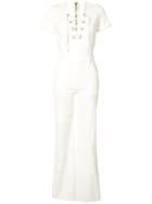 Frame Denim - Lace-up Jumpsuit - Women - Cotton/spandex/elastane - Xs, White, Cotton/spandex/elastane