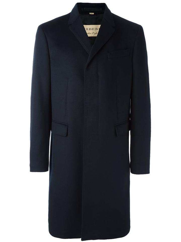 Burberry 'hawksley' Coat, Men's, Size: 54, Blue, Acetate/viscose/cashmere/virgin Wool