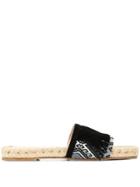 Solange Fringed Slides - Black