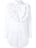 Comme Des Garçons Ruffled Bib Shirt, Women's, Size: Large, White, Cotton