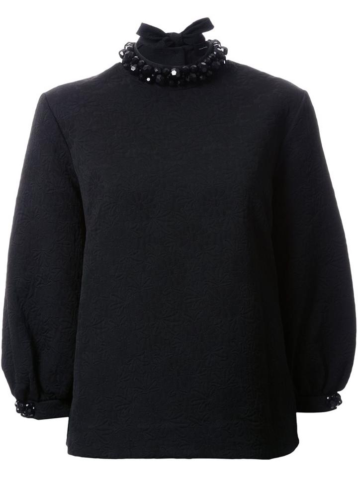 Simone Rocha Embellished Collar Sweatshirt, Women's, Size: 8, Black, Cotton/polyester