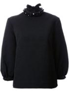 Simone Rocha Embellished Collar Sweatshirt, Women's, Size: 8, Black, Cotton/polyester