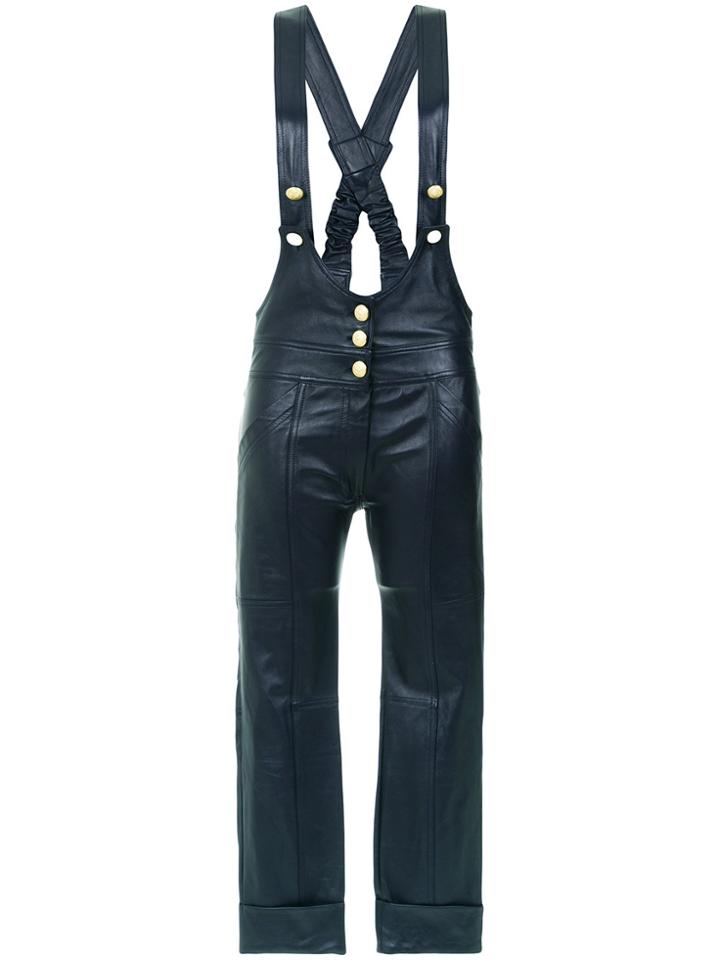 Andrea Bogosian Leather Dungarees - Blue