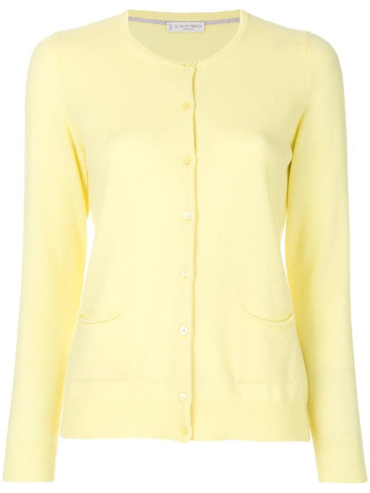 Le Tricot Perugia Round Neck Cardigan - Yellow & Orange