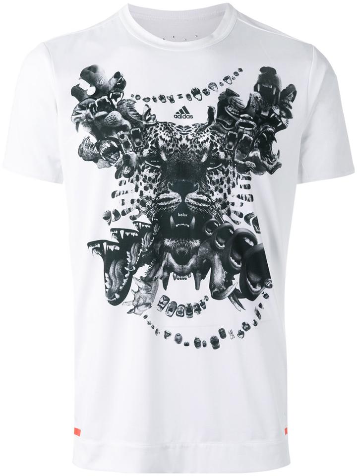 Adidas By Kolor - Tiger Print T-shirt - Men - Polyester - Xl, White, Polyester