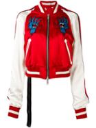 Unravel Project Embroidered Bomber Jacket, Women's, Size: 2, Red, Silk/cotton/viscose