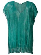 Jucca - V-neck T-shirt - Women - Polyester/viscose - M, Green, Polyester/viscose