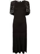 Oscar De La Renta Pearl-embellished Cape Dress - Black
