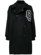 Opening Ceremony Double Breasted Logo Coat - Black