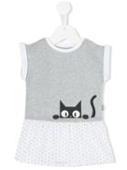 Karl Lagerfeld Kids - Cat Print Dress - Kids - Cotton - 6 Mth, Grey