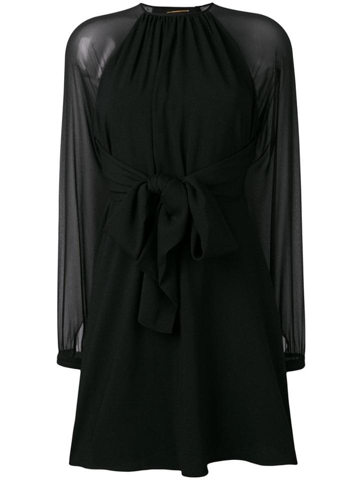 Saint Laurent Sheer Sleeve Dress - Black