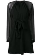 Saint Laurent Sheer Sleeve Dress - Black