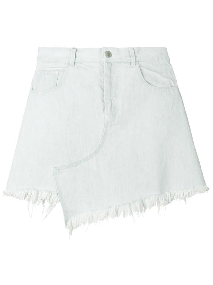 Sandy Liang Asymmetric Frayed Denim Skirt - Blue