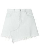 Sandy Liang Asymmetric Frayed Denim Skirt - Blue