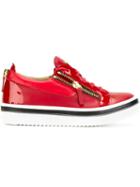 Giuseppe Zanotti Design Zip Detail Sneakers, Men's, Size: 44, Red, Leather/patent Leather/rubber