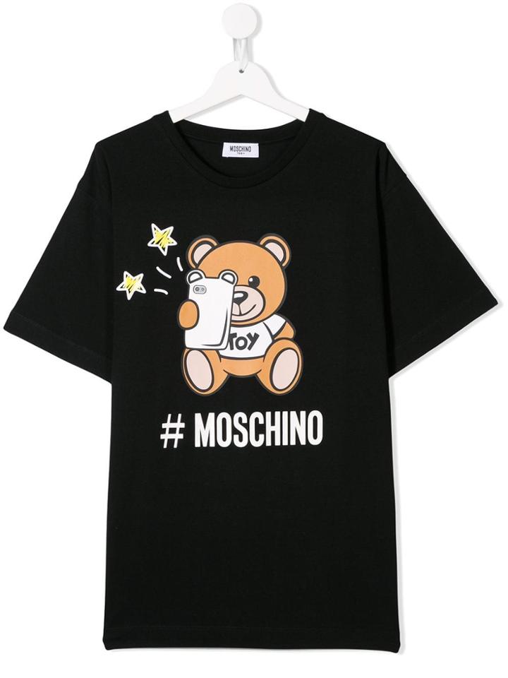 Moschino Kids Bear Phone Print T-shirt - Black