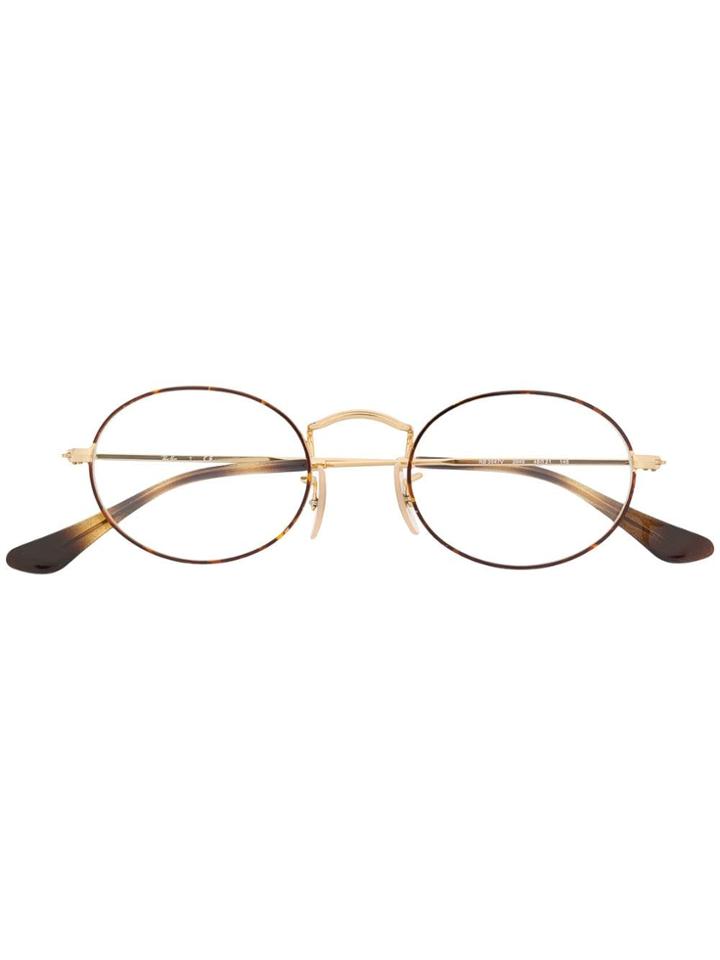 Ray-ban Oval Framed Glasses - Gold