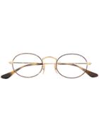 Ray-ban Oval Framed Glasses - Gold