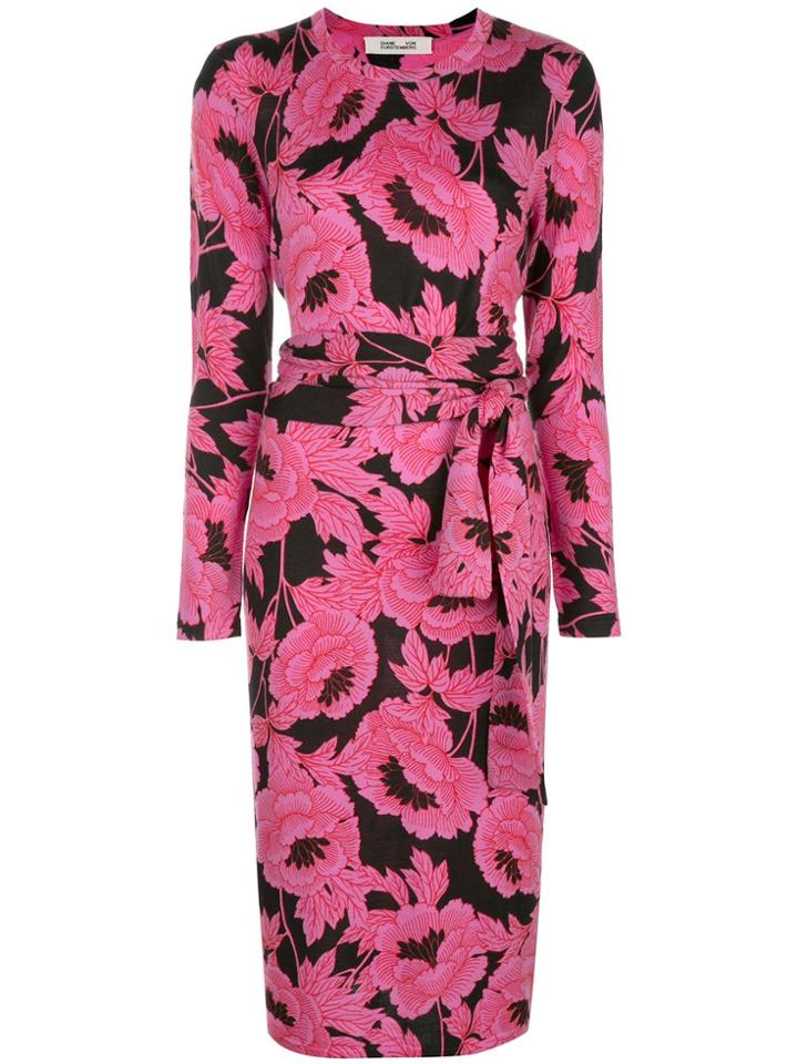 Diane Von Furstenberg Gabel Belted Midi Dress - Pink
