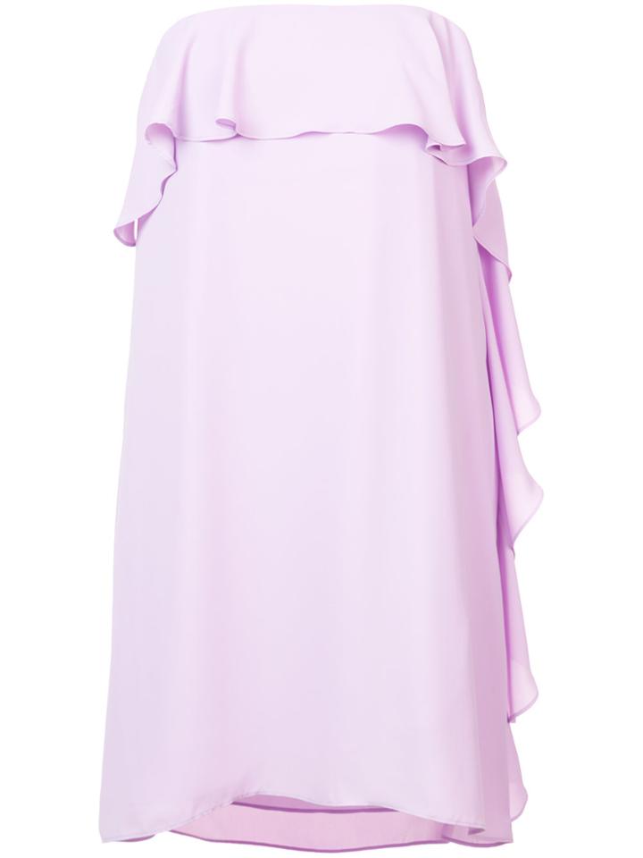 Amanda Uprichard Strapless Ruffle Front Shift - Pink & Purple