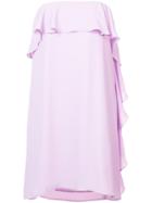 Amanda Uprichard Strapless Ruffle Front Shift - Pink & Purple