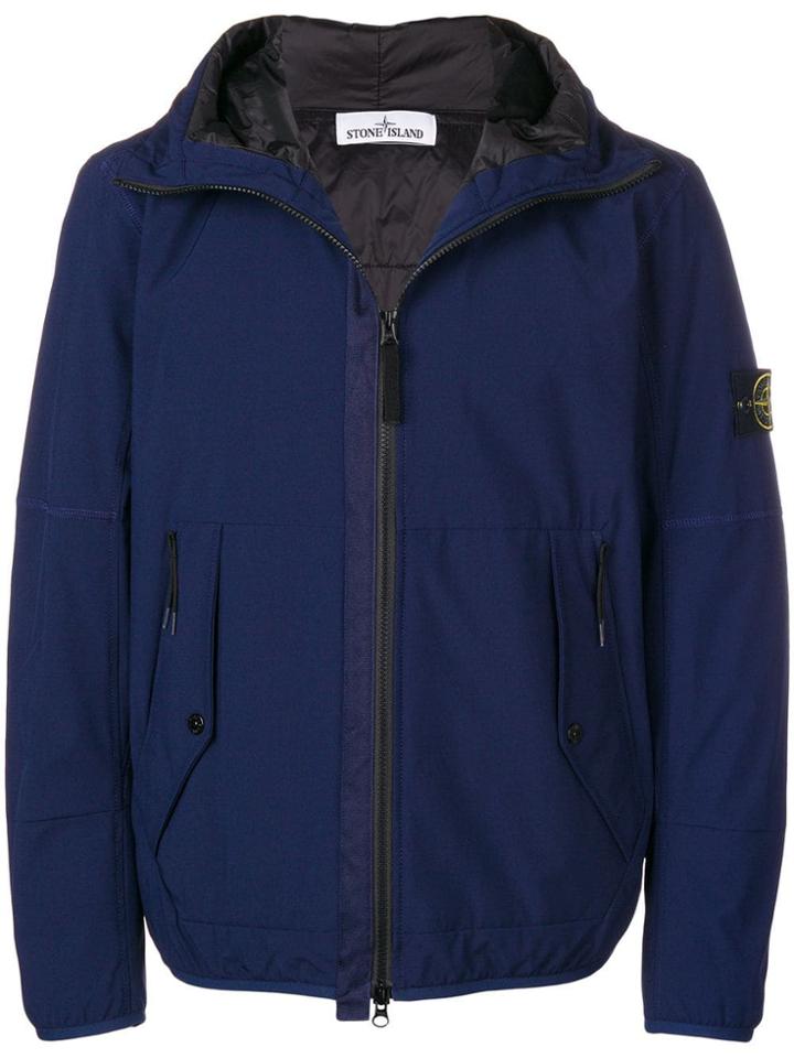 Stone Island Zipped Hooded Coat - Blue