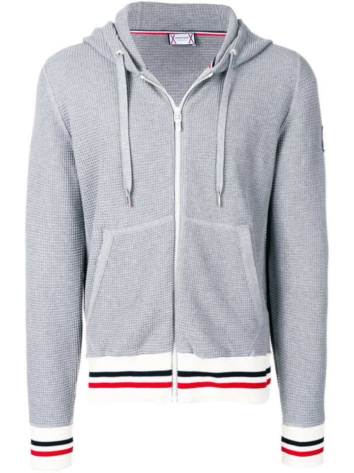 Moncler Gamme Bleu Waffle Knit Hoodie - Grey