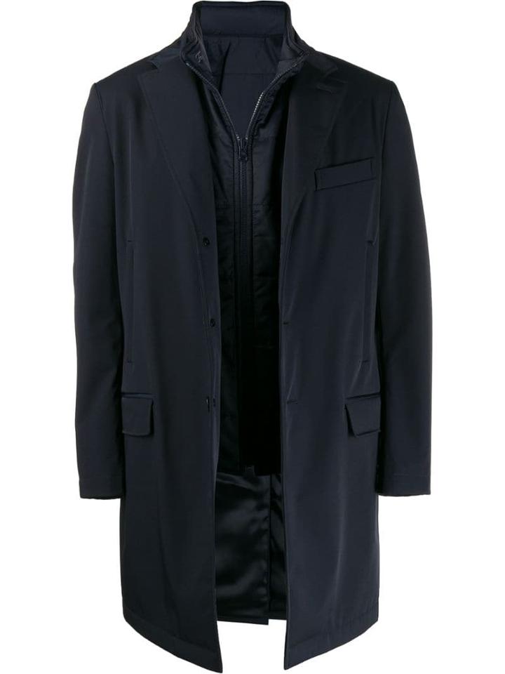 Fay Layered Single-breasted Parka - Blue