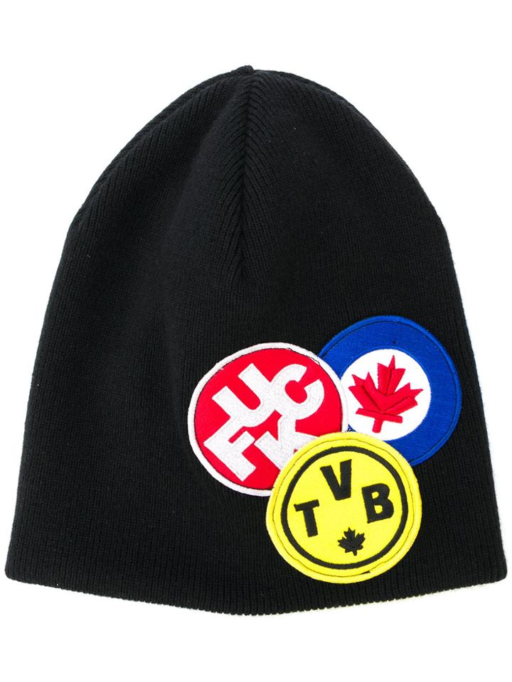 Dsquared2 Embroidered Patch Beanie - Black
