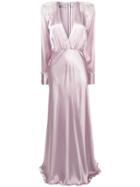 Alessandra Rich Embellished Plunge Neck Gown - Purple