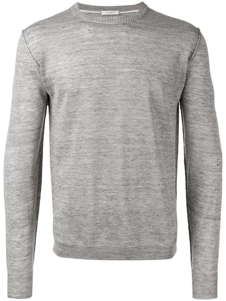Paolo Pecora Crew Neck Jumper, Men's, Size: Xxl, Grey, Linen/flax