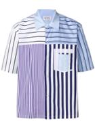 Maison Margiela Patchwork Striped Shirt - Blue